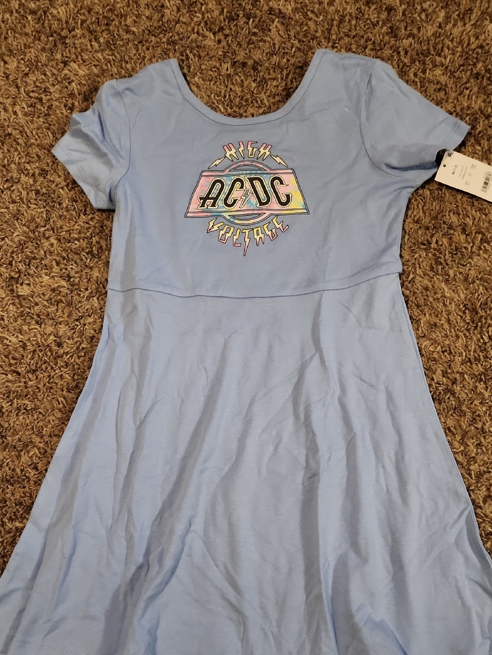 AC/DC Girls' Pastel Blue Graphic Tee Dress